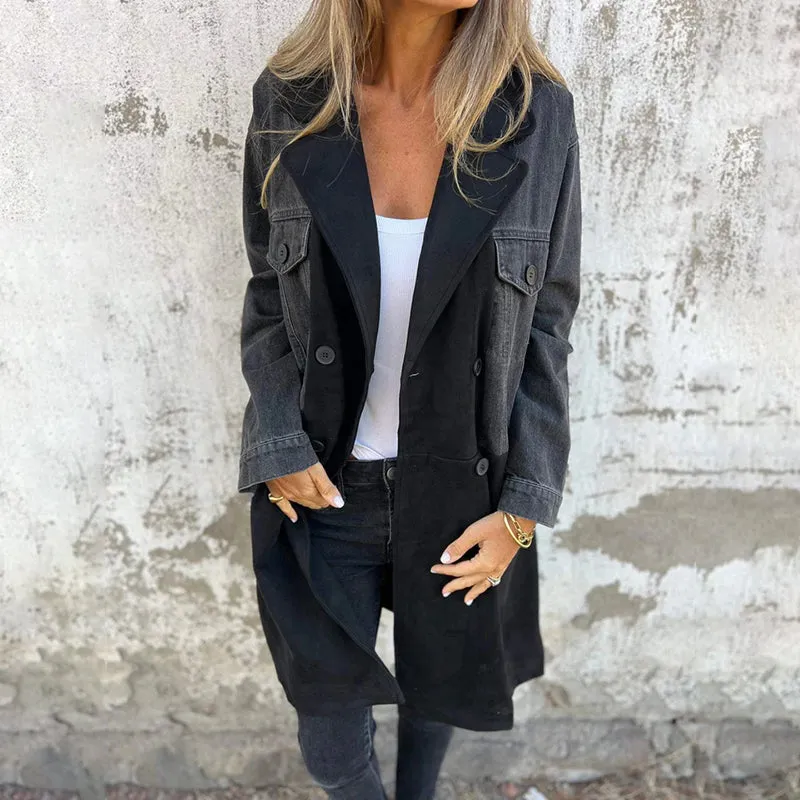 Celestia  Women's Denim Trench Coat