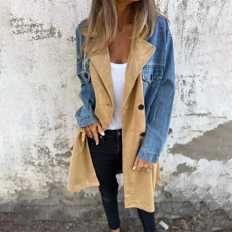 Celestia  Women's Denim Trench Coat