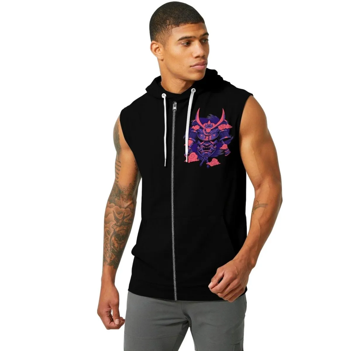 Devil Shogun Helmet Sleeveless Pullover & Zip Hoodie