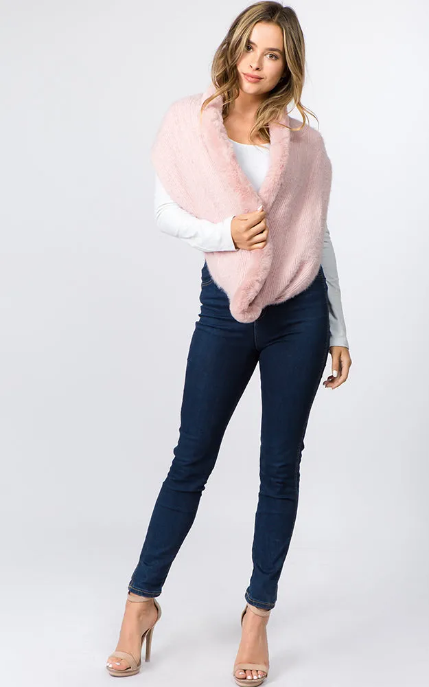 IA91B9 Solid Faux Fur Circle Infinity Scarf