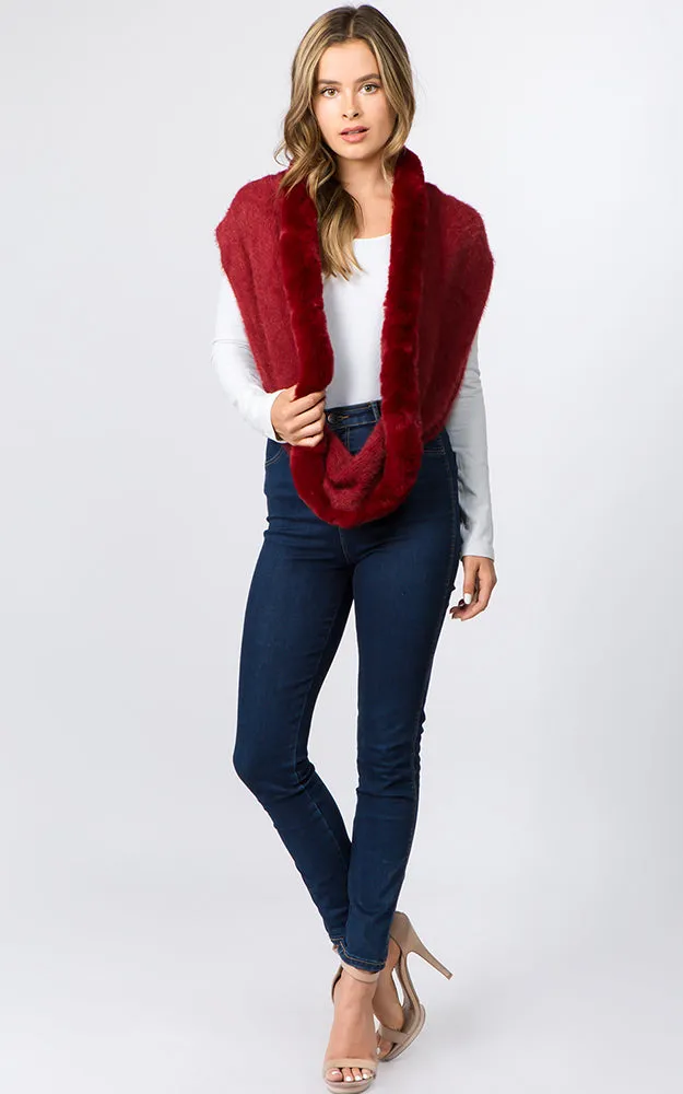 IA91B9 Solid Faux Fur Circle Infinity Scarf