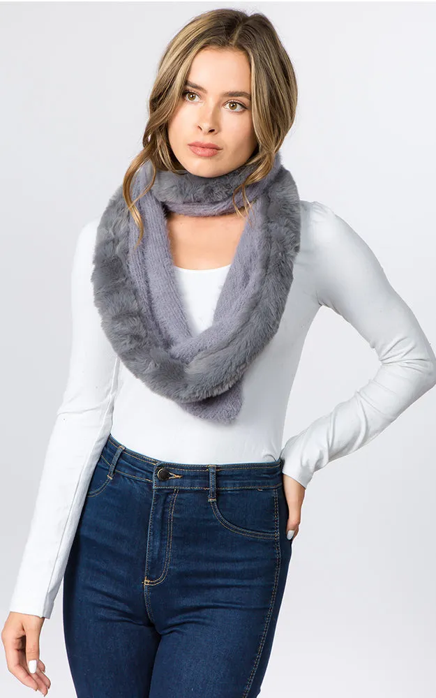 IA91B9 Solid Faux Fur Circle Infinity Scarf