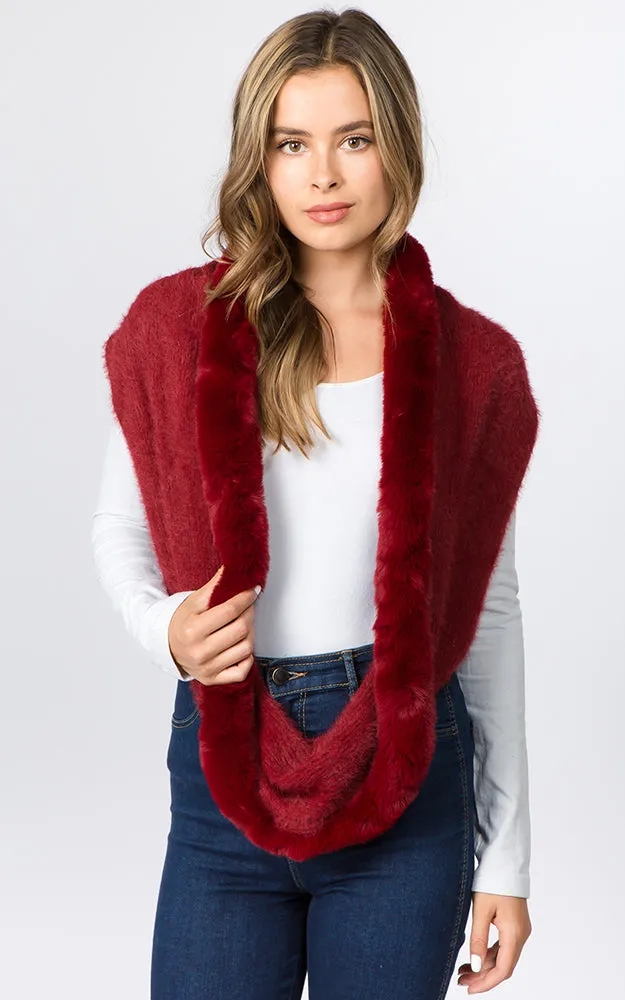 IA91B9 Solid Faux Fur Circle Infinity Scarf