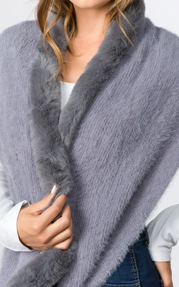 IA91B9 Solid Faux Fur Circle Infinity Scarf