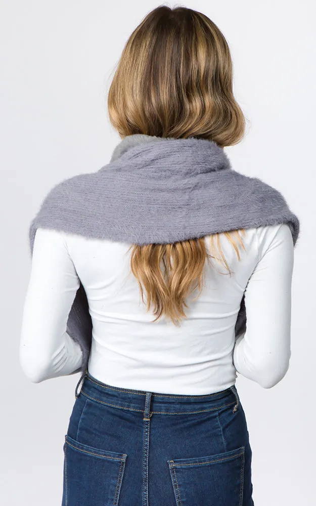 IA91B9 Solid Faux Fur Circle Infinity Scarf