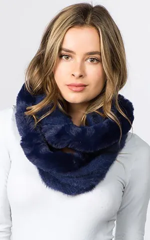 IA91B9 Solid Faux Fur Circle Infinity Scarf