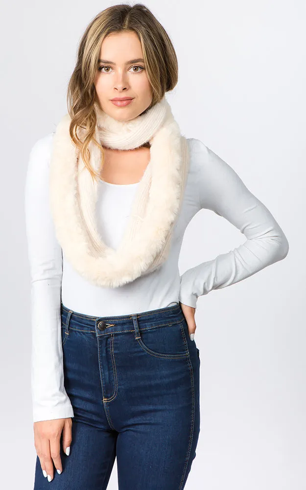 IA91B9 Solid Faux Fur Circle Infinity Scarf