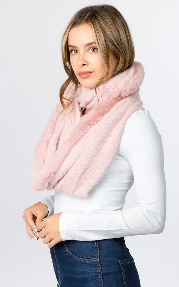 IA91B9 Solid Faux Fur Circle Infinity Scarf