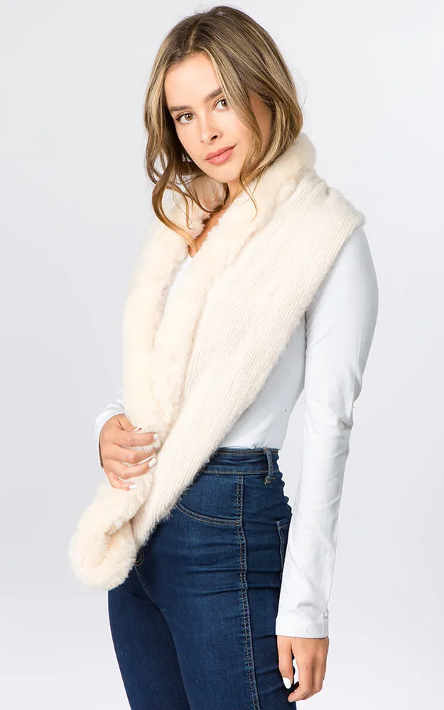 IA91B9 Solid Faux Fur Circle Infinity Scarf
