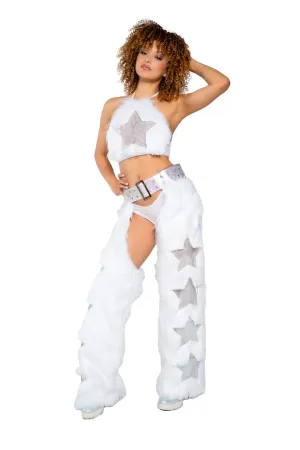 JR229 - Light-Up Faux Fur/Glitter Vinyl Star Halter