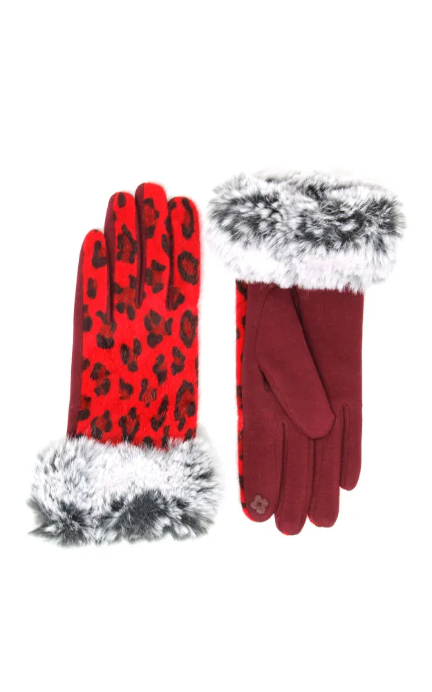 LOG120 Leopard Faux Fur Cuff Gloves (12prs Pack)