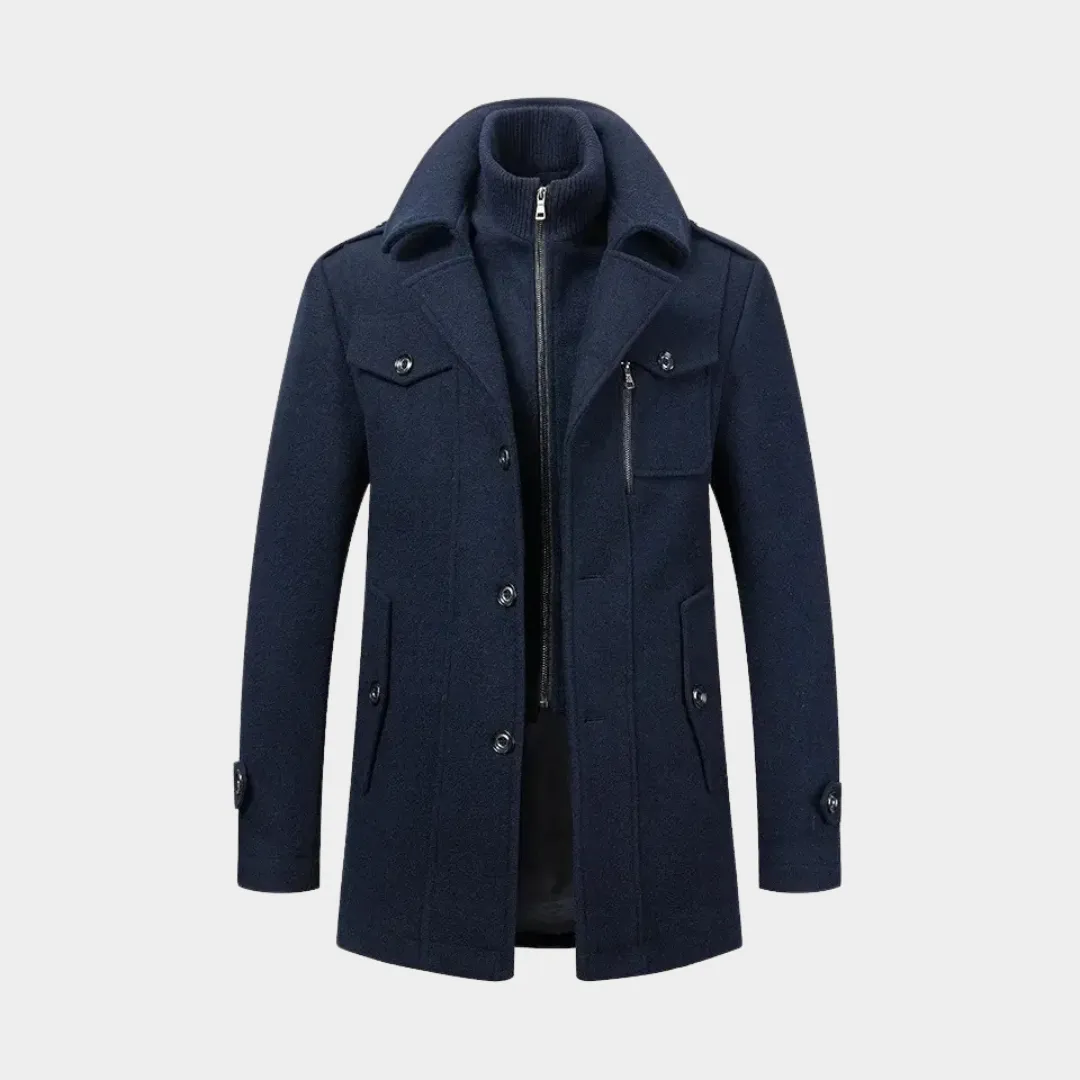 Men's Autumn/Winter Business Woolen Overcoat  Double Collar - Anti-Cold Nestle Jacket -