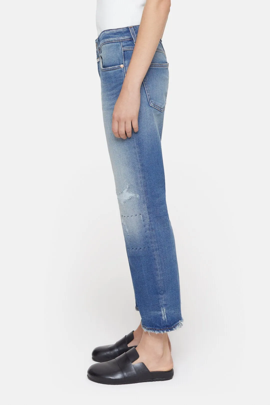 Milo Straight Leg Jean - Dark Blue Distress