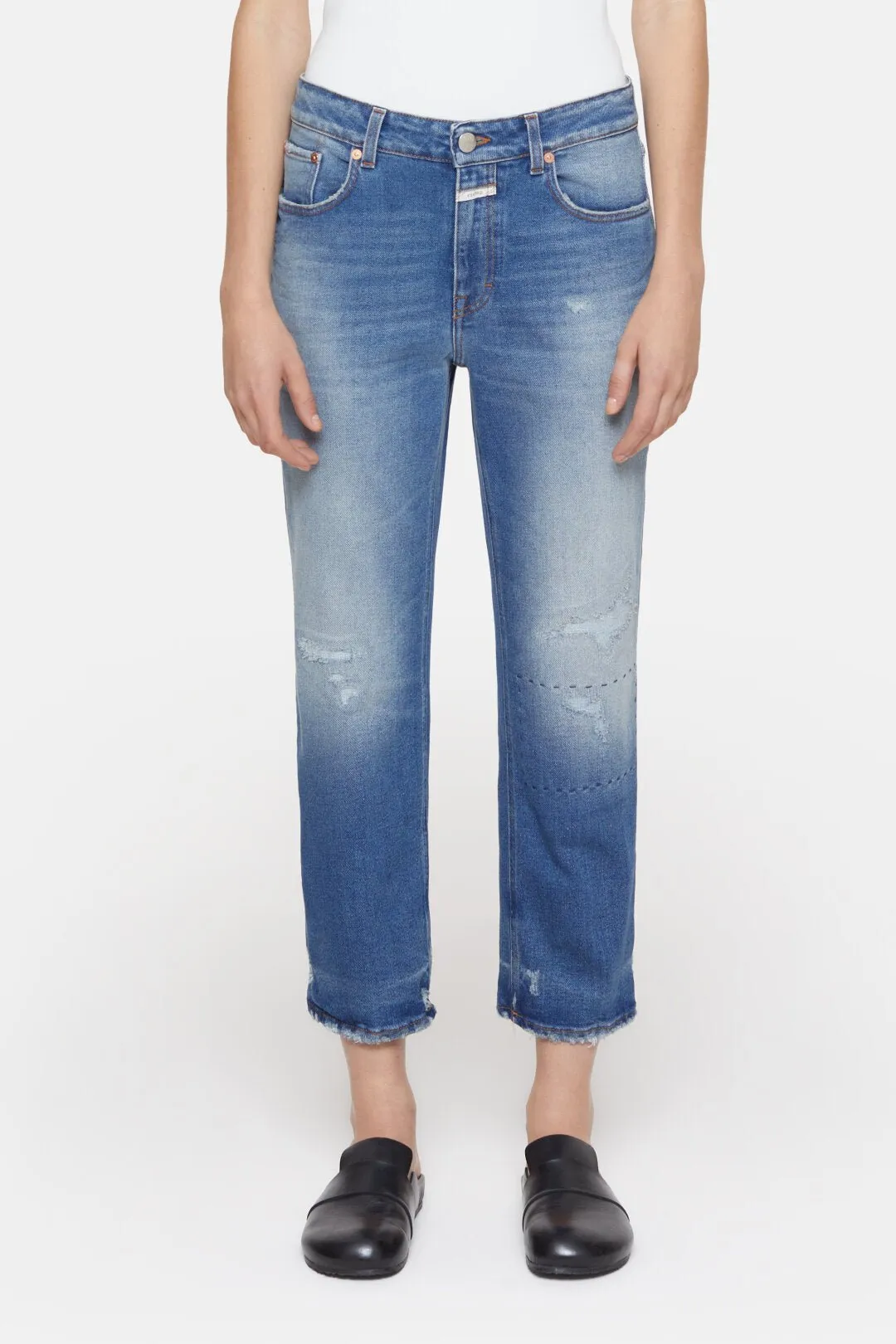 Milo Straight Leg Jean - Dark Blue Distress