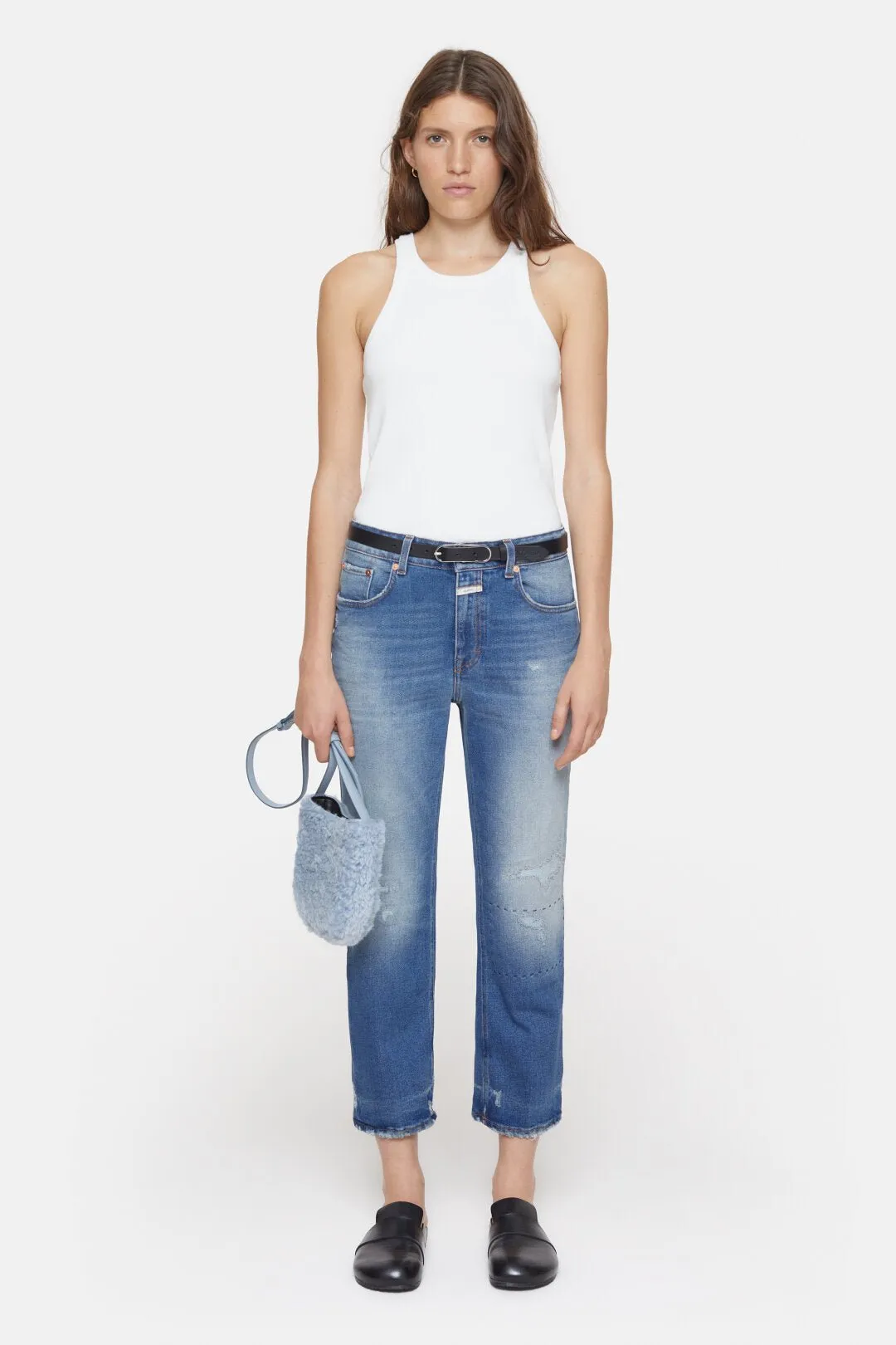 Milo Straight Leg Jean - Dark Blue Distress