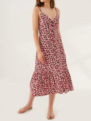 Pink Leopard Midi Slip Dress