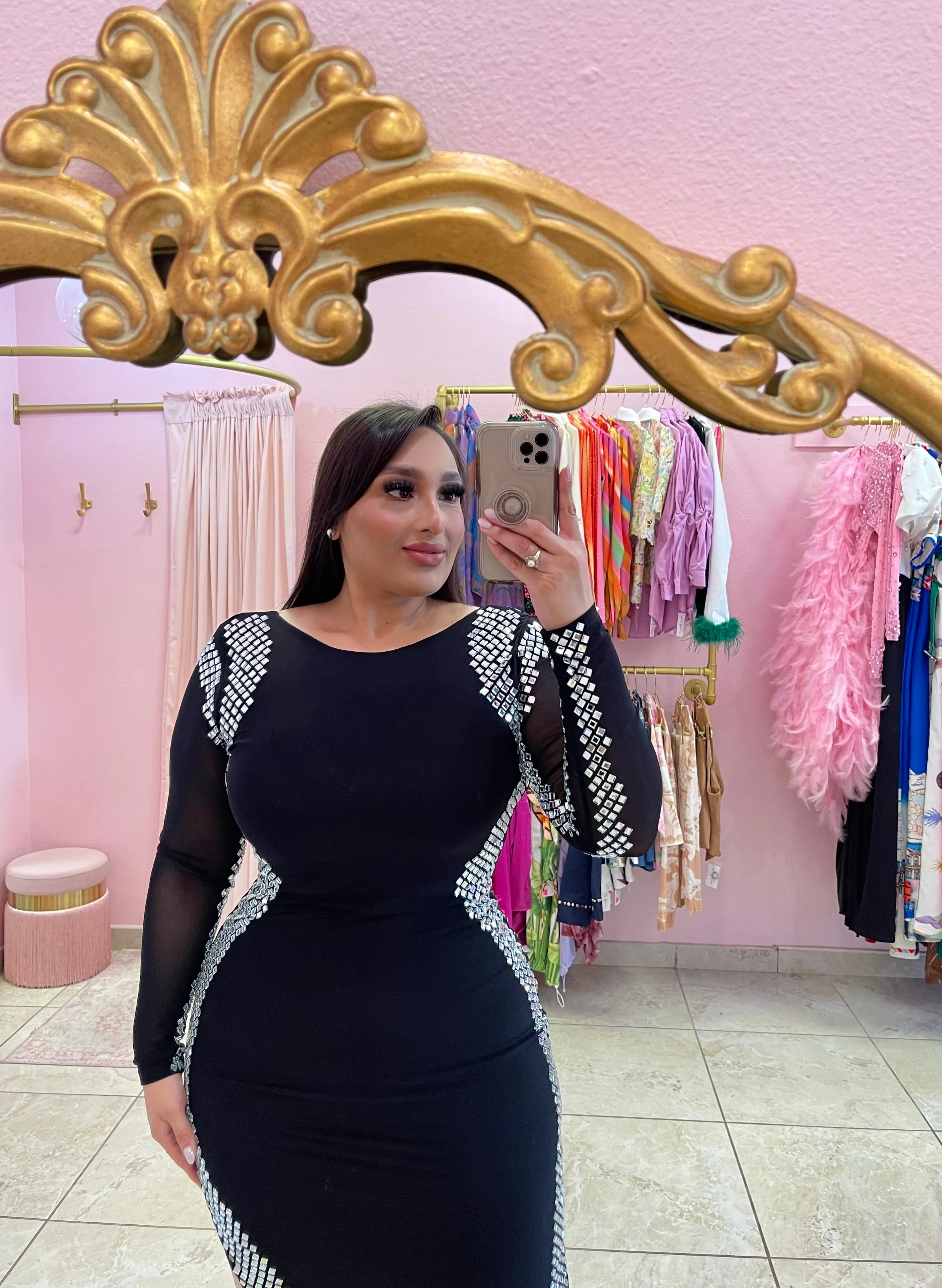 "Rosina" Embellished Midi Dress