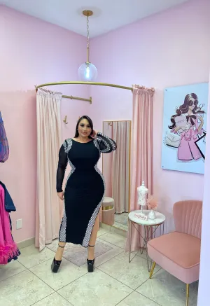 "Rosina" Embellished Midi Dress