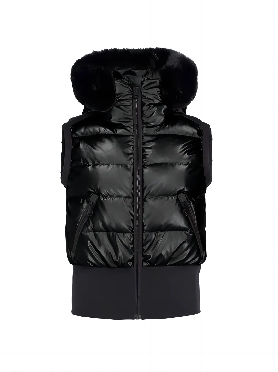 Shine Bodywarmer Real Fur - black