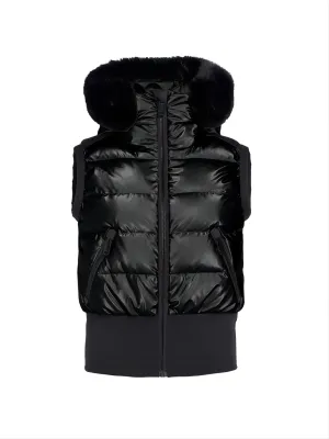 Shine Bodywarmer Real Fur - black