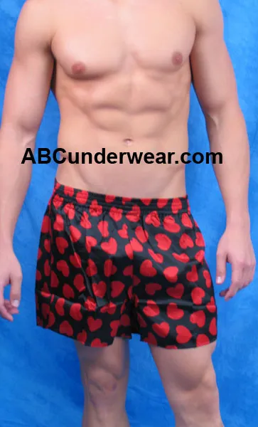 Silk Lounge Boxer with Hearts