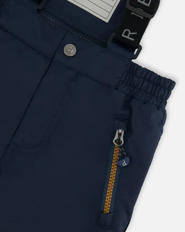 Two Piece Snowsuit Colorblock Burnt Orange, Brown And Navy